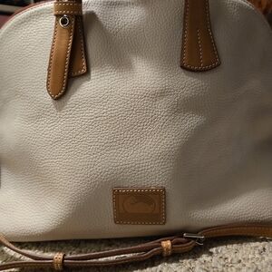 Dooney & Bourke White and Brown Shoulder Bag